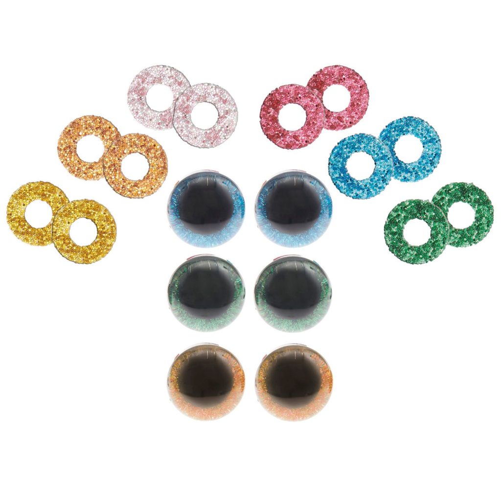 Rico Design - Sicherheitsaugen, farbig, Glitzer - 3 Paar