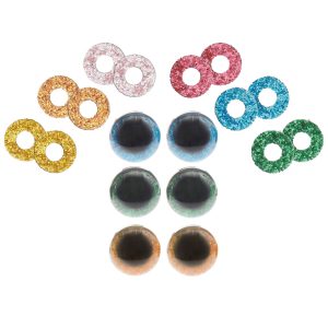 Rico Design - Sicherheitsaugen, farbig, Glitzer - 3 Paar